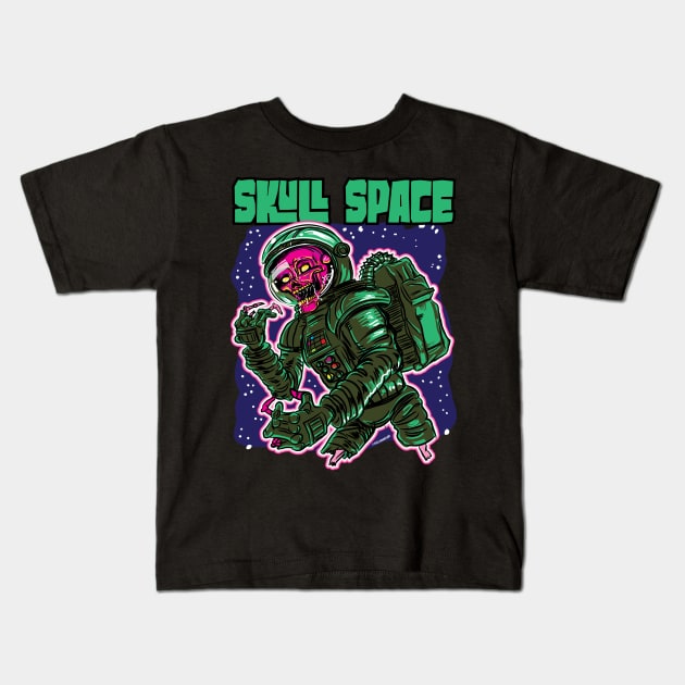 Skull Space Zombie Astronaut Kids T-Shirt by eShirtLabs